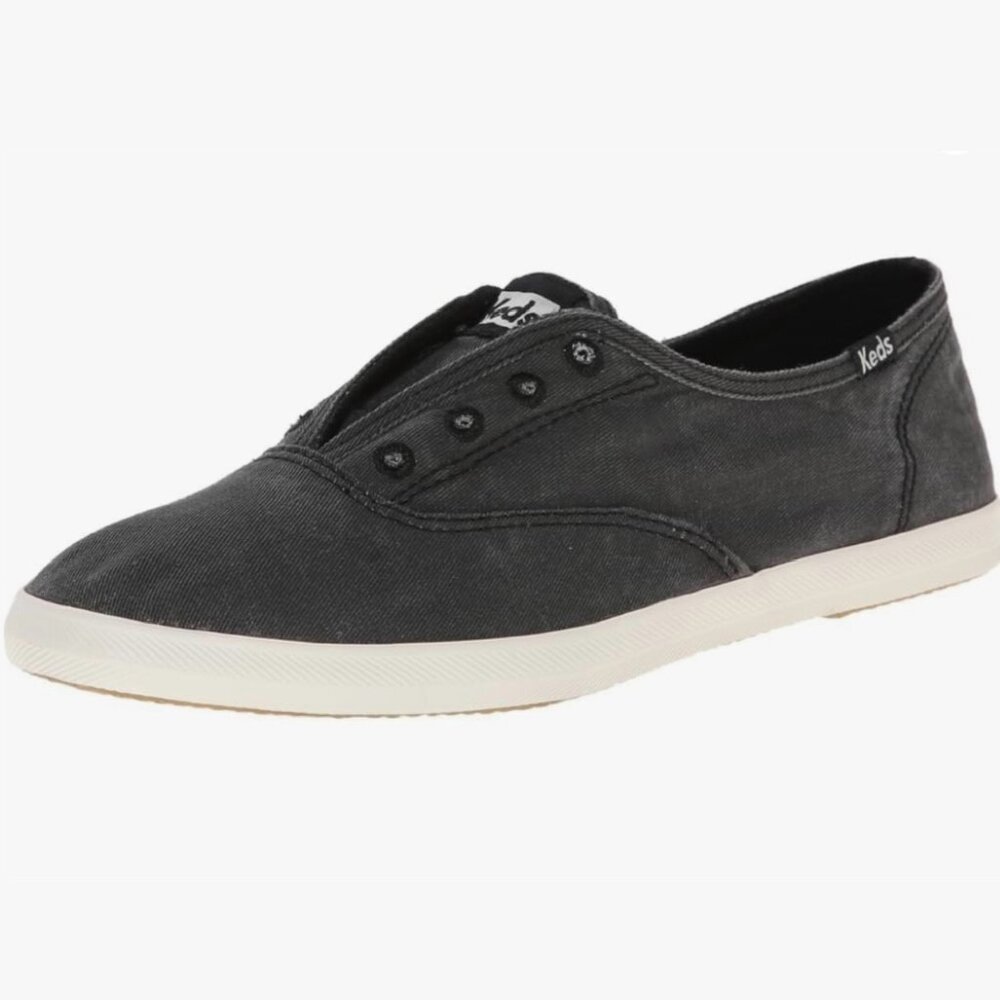 Keds Chillax Slip On Shoes Womens 10 Charcoal Faded Look Canvas Casual